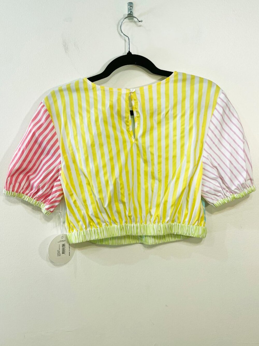 New Staud Athena Stretch Cotton Colorblock Stripe Crop Top Medium $225 - Picture 3 of 7